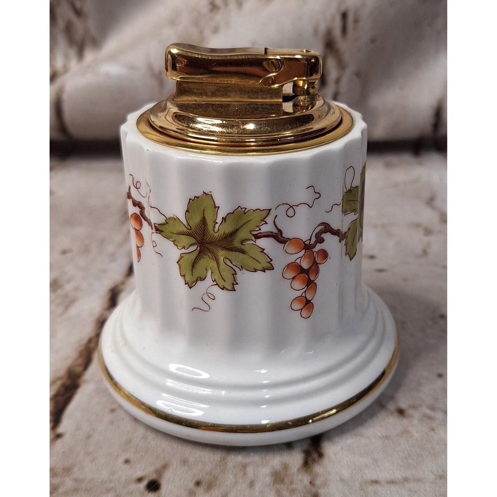 Vintage Colibri Monogas Table Lighter Crown Staffordshire Lord Queensberry Grape